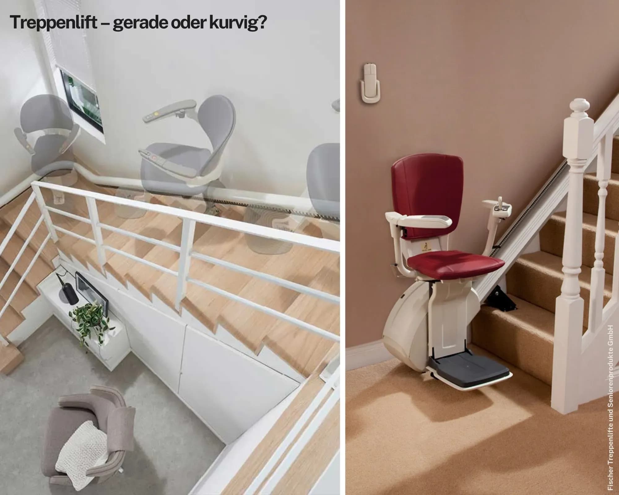 Treppenlift fährt kurve & Treppenlift für gerade Treppe